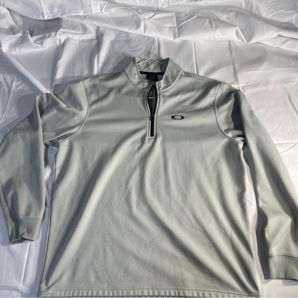 Oakley Mens Sweatshirt Sz XL Beige Quarter Zip Pullover Poly Fleece